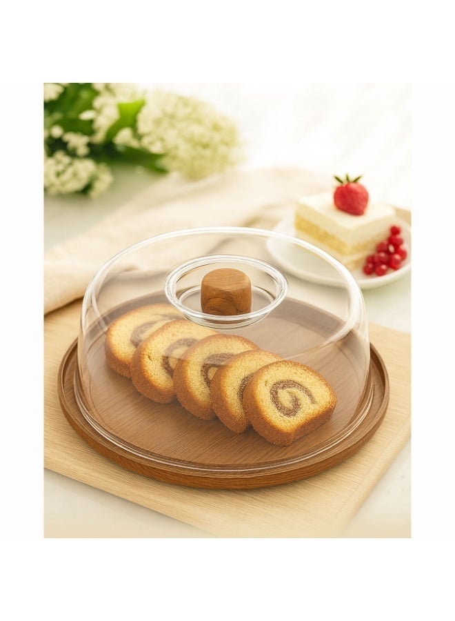 Plastic Round Cake Stand with Clear Lid - Image 1